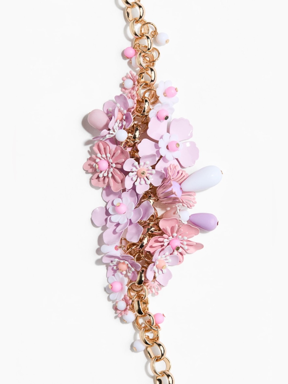 H&M Pink and White Floral Charm Necklace